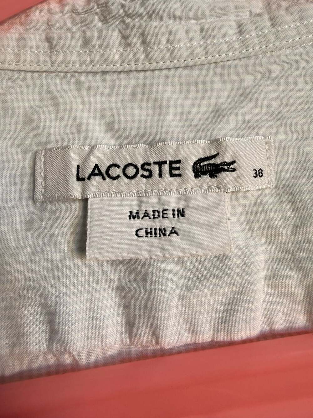 Lacoste Women's Long Sleeve Seersucker Button Down Shirt Size 38 - Picture 4 of 6